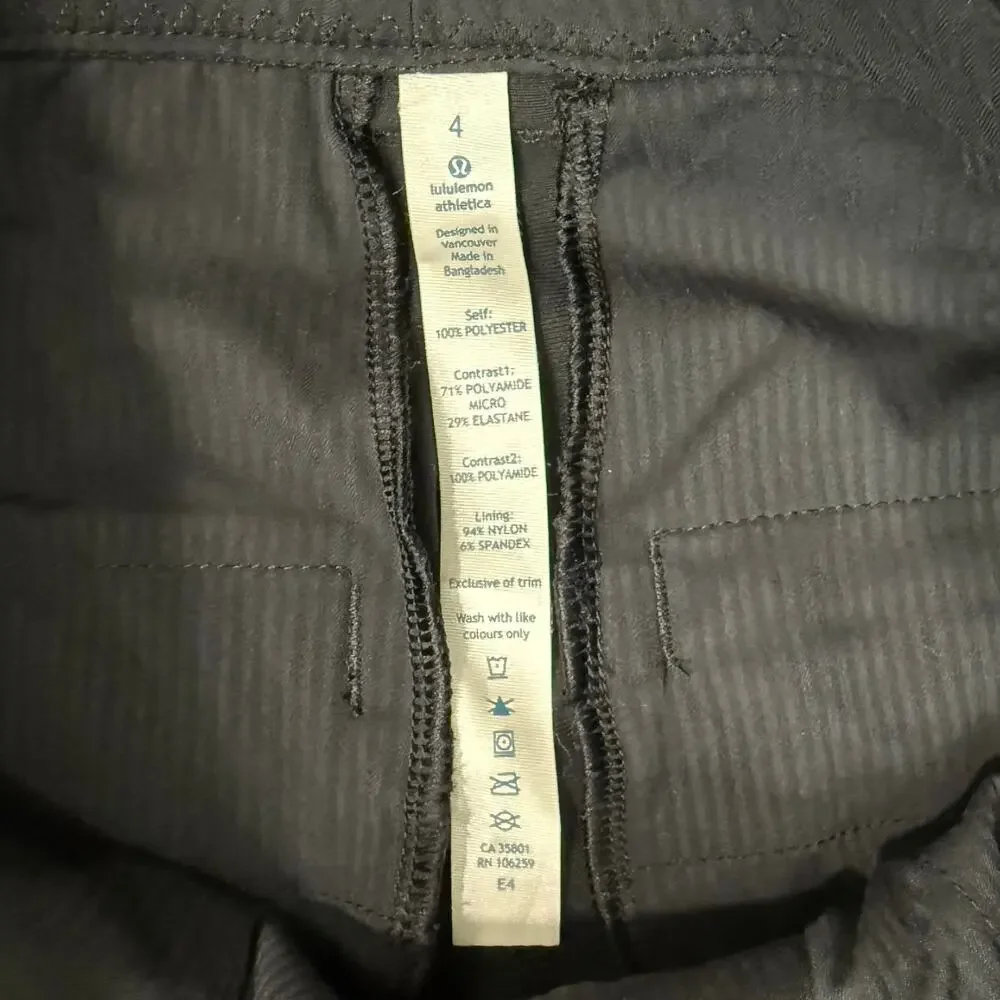 Lululemon Here To There Pant Black Vegan Leather Side Panels Slim size 4 NEW Tag